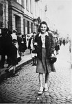 Sylvia Kramarski Kolski, on the streets of the Warsaw ghetto.