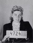 Mug shot of Leonora Leska (Lila Lam), taken upon her arrival at the Mauthausen concentration camp.