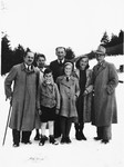 Group portrait of the extended Lewitzky family who crossed together into Switzerland.