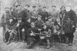Group portrait of members of the intelligence unit of the Molotov partisan brigade.