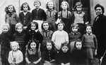 Group photograph taken at the school at an orphanage for Jewish children in Verneuil.