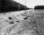 Corpses lie beside the rail spur that served the Kaufering IV concentration camp.