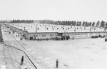 Prisoners' barracks in the Dachau concentration camp.