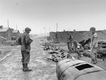 Troops with the medical detachment of Combat Command A, 12th Armored Division, XXI Corps, U.S.