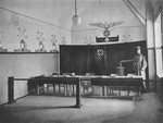 The tribunal room in the fortress prison camp of Breendonck some months after liberation.