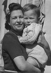 A Jewish refugee mother and child at the Hotel Bompard internment camp.