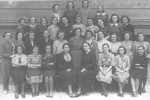 Class portrait of female students at a school in Zagreb attended by both Jews and non-Jews.