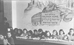 School girls study a religious text in the Poalei Agudat Yisrael children's home in Ulm run by the Vaad Hatzala.