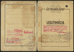 Identification card issued to Izidor Schwarz stating that he is an office worker employed in the main office of the Jewish community.
