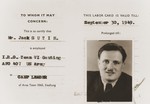 Identification card certifying that Jack Sutin is employed by the U.S.