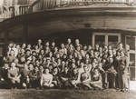Group portrait of DP children from the Bergen-Belsen displaced persons camp at the Warburg children's home in Hamburg-Blankenese.