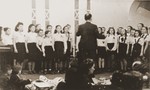 Members of a children's choir performs in the Neu Freimann displaced persons camp.