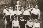Group portrait of Jewish children who are members of the Hakoach sports club in Essen.