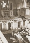 Interior of the Zerrennerstrasse synagogue after its destruction on Kristallnacht.