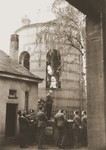 Nazi officials inspect the Zerrennerstrasse synagogue after its destruction on Kristallnacht.