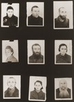 A sampling of the more than 300 identification card photos of local Jewish residents that were found on the floor of the Gestapo headquarters in Biala Rawska in January 1945.
