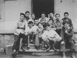 Group portrait of Jewish refugee boys in the Hôme de la Forêt, a children's home run by the OSE (Oeuvre de Secours aux Enfants) in Geneva, Switzerland.