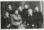 Children in a Jewish orphanage in Peterswaldau.

Szlomo Waks is seated in the front right.
