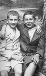 Studio portrait of two Jewish boys.

Pictured are 11-year-old Manius Notowicz (left) and his friend Amiel Gerwurz.