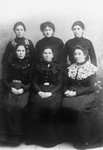 Studio portrait of six Jewish women in Vilna.

Pictured are Genya (Settel) Magid) and her five sister-in-laws.