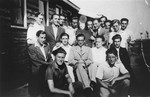 Group portrait of German Jews living in barracks no.6 in the Westerbork camp during the period when it was still a camp for illegal Jewish refugees in Holland.