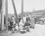 Jewish DPs who have been evacuated from Berlin to Frankfurt as a result of the Soviet blockade, wait at the Rhine Main Airfield for transport to displaced persons camps.