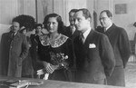 The marriage of Czech-Jewish survivors Frantisek Kohn and Gertie Gans before a judge at the city hall in Prague.