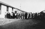 Prisoners in Rivesaltes on line for food distributed by relief agencies.
