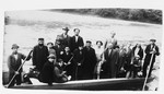 A group of Jewish friends goes on a boat excursion while vacationing in Otwock.