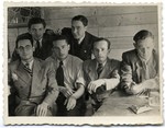 Group portrait of employees of the leather workshop in the Lodz ghetto.