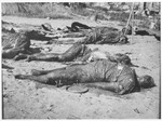 The charred remains of Jews who were killed during the liquidation of the Kovno ghetto.