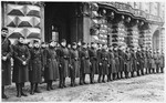 Czech soldiers stand at attention in front of  the Czernin Palace.