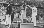 The awarding of medals for fencing at the 1936 Berlin Olympic games.