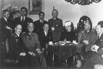 Former Mufti of Jerusalem Hajj Amin al-Husayni poses with Nazi officials at a reception in Berlin.