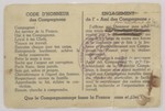 Back side of a false membership card in the Vichy paramilitary youth organization, Compagnons de France that belonged to Leo Bretholz, an Austrian Jew living in hiding under the name of Max Lefevre.