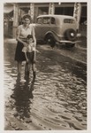 Harry Fiedler and Julla Goldstaub on the flooded Tongshan Road.