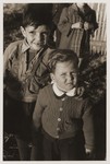 Two Jewish refugee children on Tongshan Road in Shanghai.
