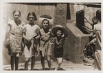 Jewish refugee children pose for a photograph on Tongshan Road.