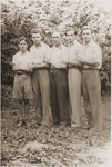Moshe Yermus, with his sons in an Austrian DP camp after their return from Siberia   Left to right are Leon, Sam, Moshe.