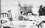 A victim of the Kielce pogrom recuperates in a local hospital.