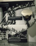 Detail of the "MS St. Louis" photo mural with Captain Schroeder's cap on the fourth floor of the permanent exhibition at the U.S.