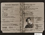 Identification card issued to Szlama Lermann (b. September 15, 1927), a survivor of Auschwitz, Oranienburg and Dachau, certifying him as a member of the Jewish Committee in the Pocking displaced persons camp.