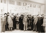 Jewish DPs at the Feldafing displaced persons camp march in protest against the refusal of the British government to open the gates of Palestine to Jewish immigration.