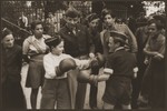 Jewish children boxing at the Vaad Hatzala sponsored Jabotinsky Children's Home.