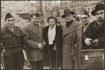 Vaad Hatzala personnel in Frankfurt.  

Rabbi Nathan Baruch is second from the left and Rabbi Aviezer Burstin is pictured second from the right.