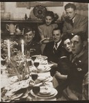 Welek Luksenburg attends a Passover seder in Bayreuth, 1946 at the home of Mary Ganzweich.