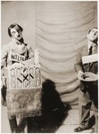 Jewish DPs dress up as Hitler and Goebbels for a Purim play at the Feldafing displaced persons camp.