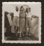 The donor's parents, Carl and Elsa Victor, on the deck of the SS Conte Rosso, while en route to Shanghai.