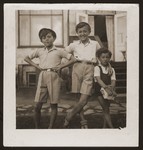 Milan, Leo and Gus Goldberger in front of their family's summer home in Rungsted.