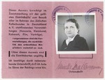 Membership card in the Juedischer Kulturbund, Berlin branch, issued to Nanette Wassermann (with the middle name of "Sara" imposed by the Nazis), entitling her to attend their cultural programs, including concerts, films and lectures.